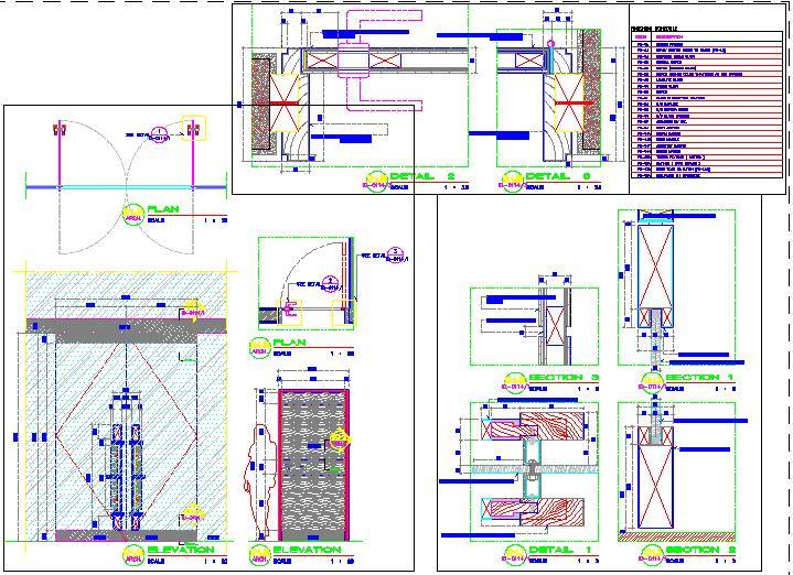 AutoCAD Door Details0 Glass Entrance & Wooden Flush Door Designs